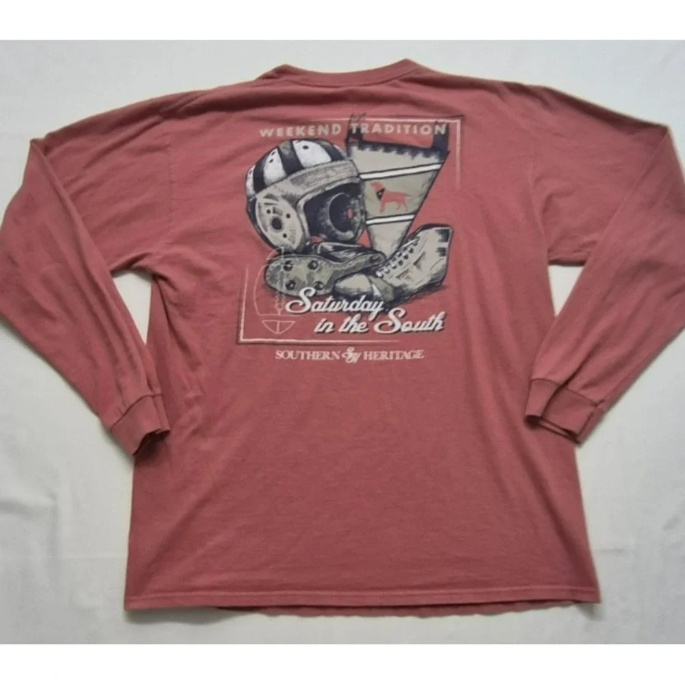 Southern Heritage men's‎ pink long sleeve football weekend traditions t-shirt XL